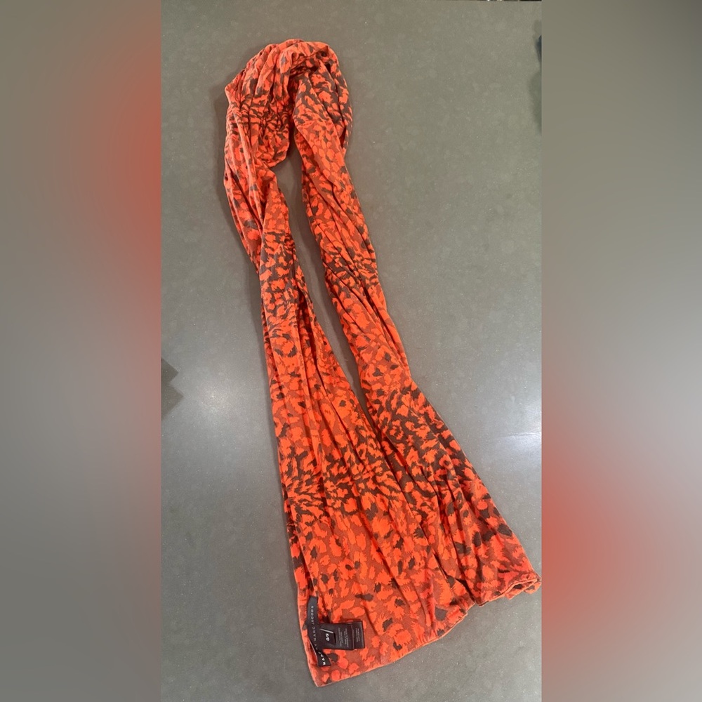 Marc By Marc Jacobs Red and Black Leopard Print Patterned Scarf